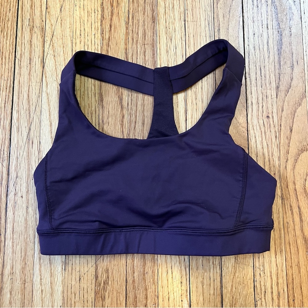 Lululemon Sports Bra Sz 2 Purple Y back Z40416 Thick Strap Plum XS